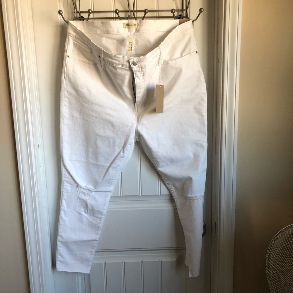 Madewell white skinny jeans crop